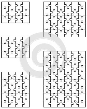 Five white puzzles