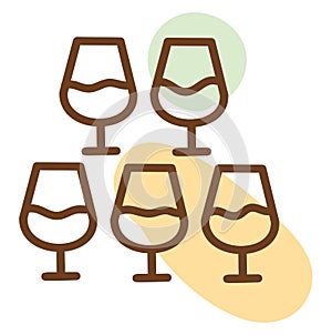 Five wine glasses, icon