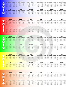 Five-Year Calendar 2010-2014 -