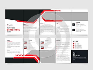 Fivefold brochure template, corporate business booklet, simple style and modern layout, bifold brochure