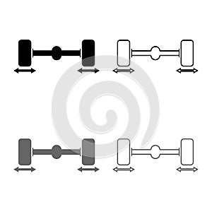 Fix car wheels Computer wheel balancer icon set grey black color illustration outline flat style simple image