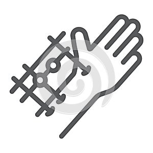 Fixation joints surgery line icon, medical and equipment, hand surgery sign, vector graphics, a linear pattern on a