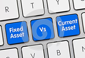 Fixed Asset vs. Current Asset - Inscription on Blue Keyboard Key