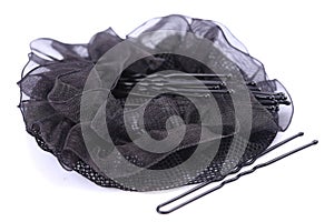 Fixed with black mesh and stabs with black metal studs, for hair strength