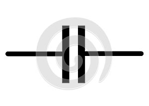 A fixed capacitor electrical symbol against a white backdrop