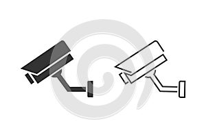 Fixed CCTV, Security Camera Line Icon Set Vector Template