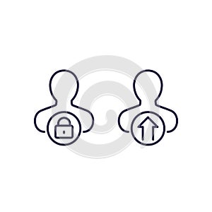 Fixed and growth mindset line vector icons