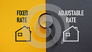 Fixed Rate and Adjustable Rate mortgage are shown using the text