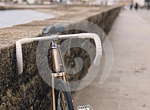 Fixie bike in a boardwalk