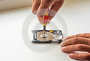 Fixing damaged HDD using screwdriver