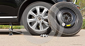 Fixing a puncture at the roadside