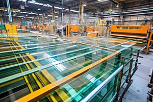 fixtures used to move large window pane glass in the factory