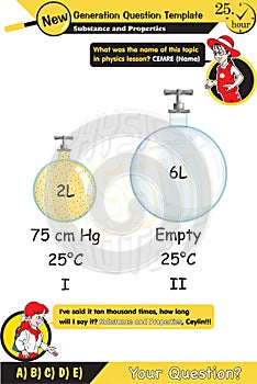 Physics, Substance and properties experiment illÃ¼stration, gas and gas molecules, next generation question template