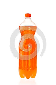 Fizzy drink in a plastic bottle isolated on white