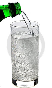 Fizzy drink poured into a glass photo