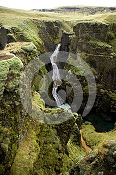 Fjadrargljufur Canyon, Iceland, South Iceland, Green stunning view one of the most beautiful canyon