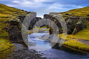 Fjadrargljufur canyon and river in south east Iceland