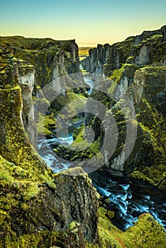 Fjadrargljufur canyon and river in south east Iceland