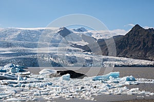 Fjallsarlon iceberg lagoon and Fjallsjokull glaciar in Iceland