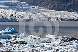 Fjallsarlon iceberg lagoon and Fjallsjokull glaciar in Iceland