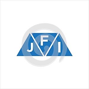 FJI triangle shape logo design on white background. FJI creative initials letter logo concept photo