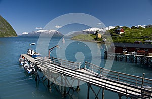 Fjord and fishing boat pier