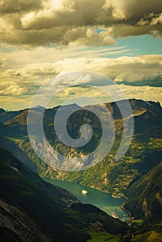 Fjord Geiranger from Dalsnibba viewpoint, Norway