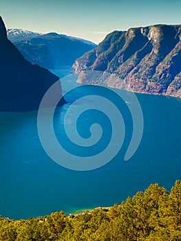 Fjord landscape Aurlandsfjord in Norway