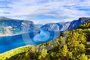 Fjord landscape Aurlandsfjord in Norway