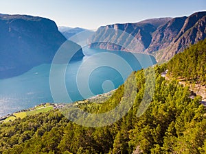 Fjord landscape Aurlandsfjord in Norway