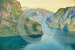 Fjord landscape Aurlandsfjord in Norway