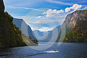 Fjord Naeroyfjord in Norway - famous UNESCO Site photo