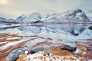 Fjord in winter, Norway