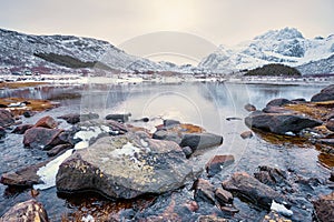 Fjord in winter, Norway