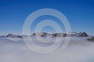 Fjordland National Park - cloudy mountain peaks over Doubtful Sound