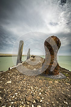 Flaauwers Haven, rests of an old harbor for ships in the Oosterschelde National Park. long exposure picture