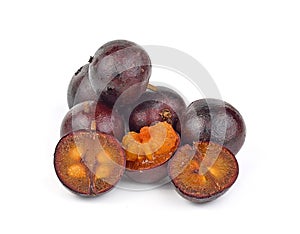 Flacourtia fruit on white background