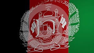 The flag of Afghanistan flutters in the wind. Symbol of statehood and sovereignty of the country. Testura fabric on the