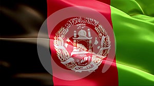 Flag of Afghanistan waving in the wind. 4K High Resolution Full HD. Looping Video of International Flag of Afghanistan.