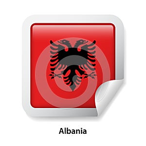 Flag of Albania. Round glossy sticker