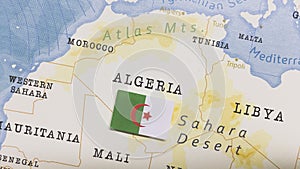 The Flag of Algeria in the World Map