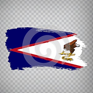 Flag of American Samoa from brush strokes. Flag of American Samoa on transparent background for your web site design, app, UI.  Oc