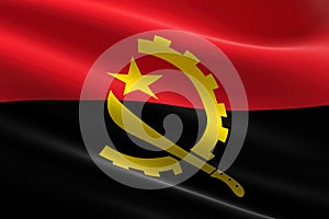 Flag of Angola. 3d illustration of the angolan flag waving