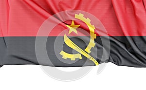 Flag of Angola isolated on white background with copy space below. 3D rendering