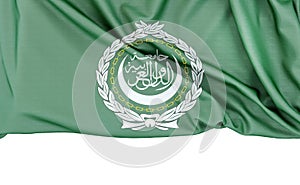 Flag of Arab League isolated on white background with copy space below. 3D rendering