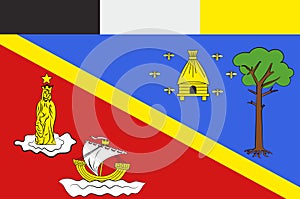 Flag of Arcachon in Gironde of Nouvelle-Aquitaine is the largest administrative region in France photo