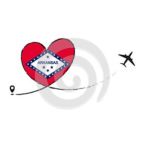 Flag Arcansas Love Romantic travel Airplane air plane Aircraft Aeroplane flying fly jet airline line path vector fun