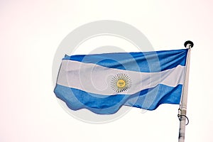 The flag of Argentina. the Argentinian flag blowing in the wind.