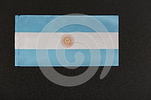 Flag of Argentina on black background. National symbol of Argentine Republic