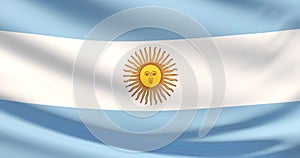 The flag of Argentina. Waved highly detailed fabric texture.